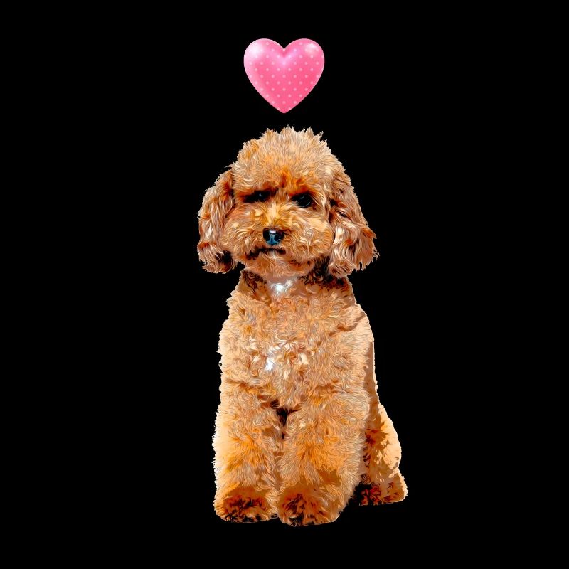 Pudel Hund Rosa Herz süßes Hundemotiv