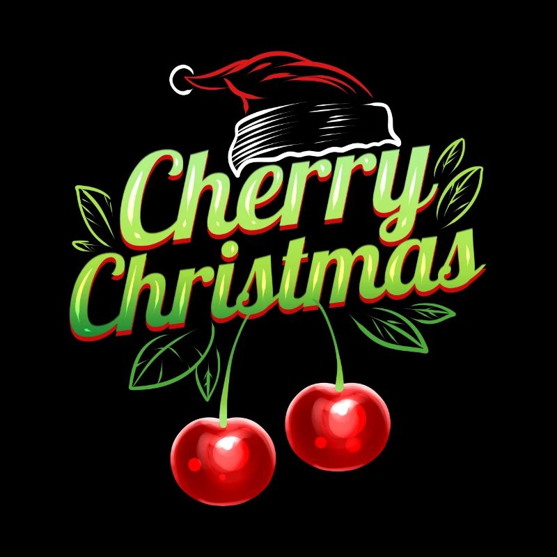 Cherry Christmas Santas Hat Merry Christmas