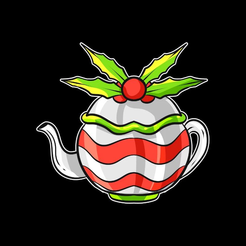 Théière d'automne avec gui pour Noël