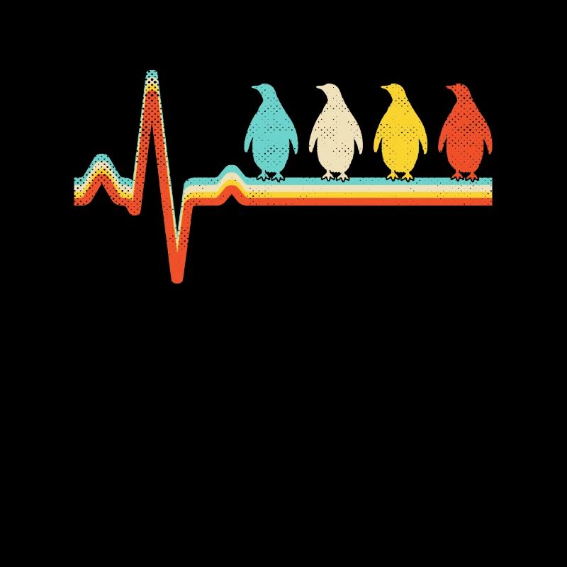 Pinguin Retro Herzschlag