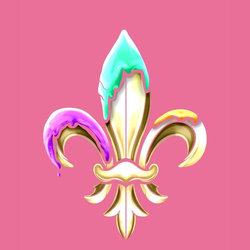 Fleur de lys dorée avec vert pourpre et or