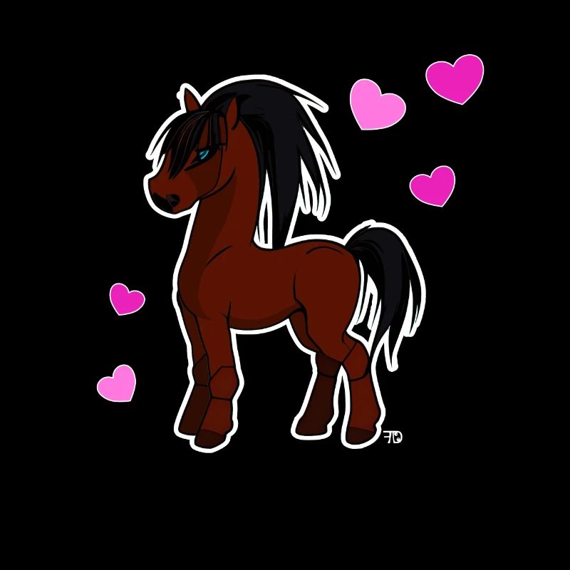 Kawaii cheval poney mignon avec des cœurs