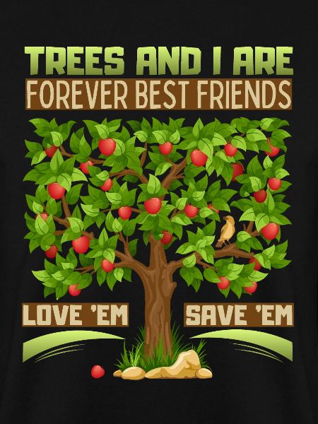 Apfelbaum-Illustration, Naturschutz, Spruch