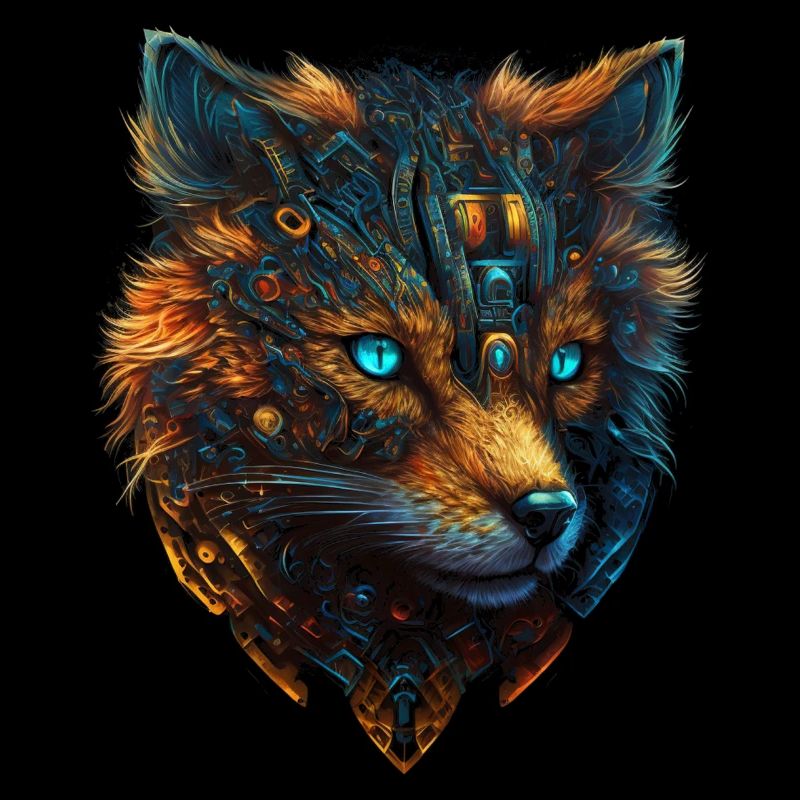 Fox Fantasy Blue Eyes Robot Gift Animal