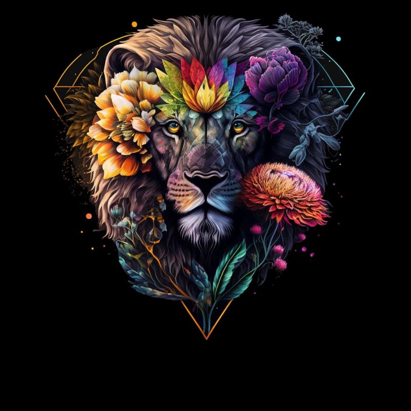 Löwe Polygon Kunst Blumen Tier Geschenk Zoo Motiv