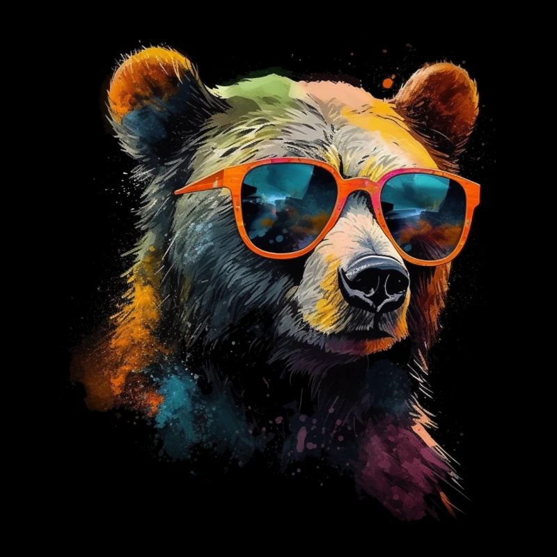 Bär Sonnenbrille Bunt Kunst Geschenk Cool Tier