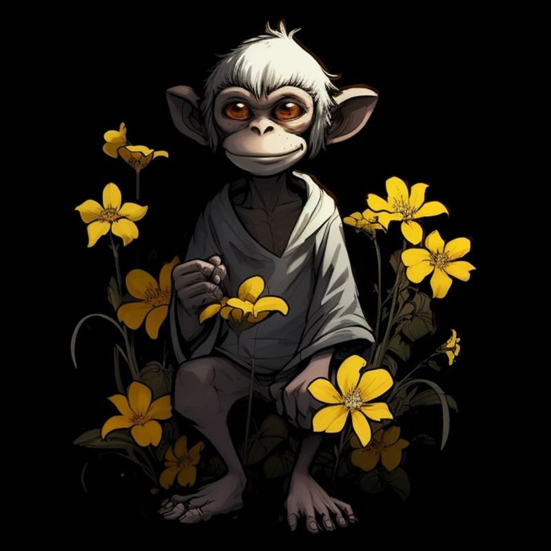 Monkey Sunflower Anime Animals Gift Cuddly