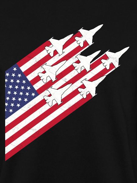 USA-Flagge und Kampfjets
