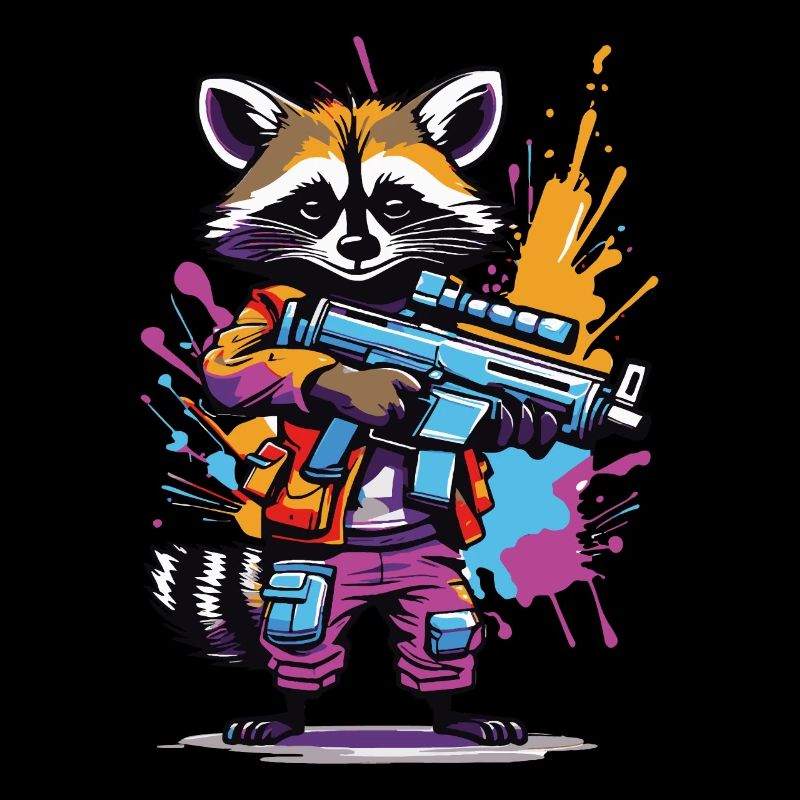 Waschbär mit Laserpistole