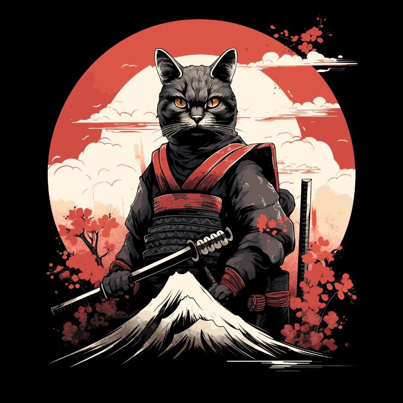 Ancien Guerrier du Japon Chat Ninja | Minou samouraï