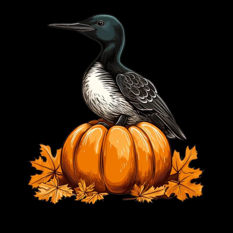Common Loon Bird Pumpkin Lazy Halloween