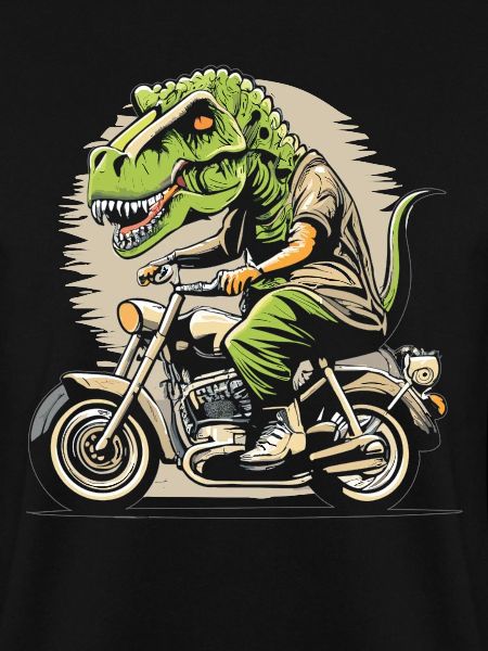 T-Rex fährt Motorrad