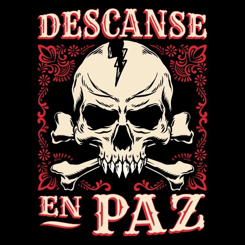 Totenkopf, Crossbones Knochen Spruch Rest-In-Peace