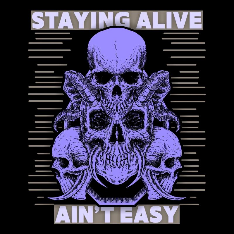 Totenköpfe, Spruch Staying Alive, Teufelsschädel