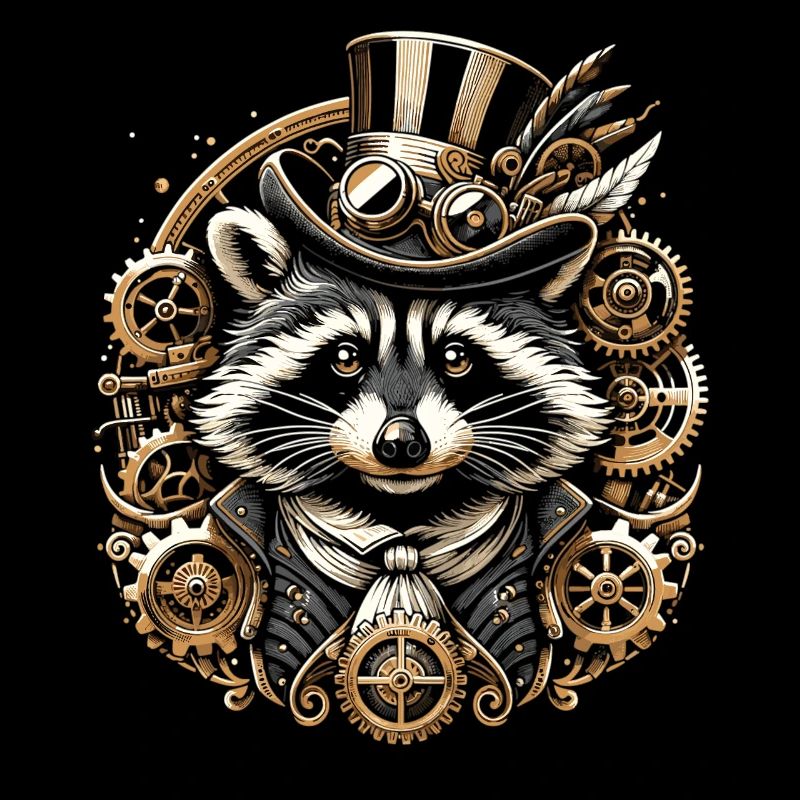 Viktorianischer Waschbär: Steampunk Eleganz
