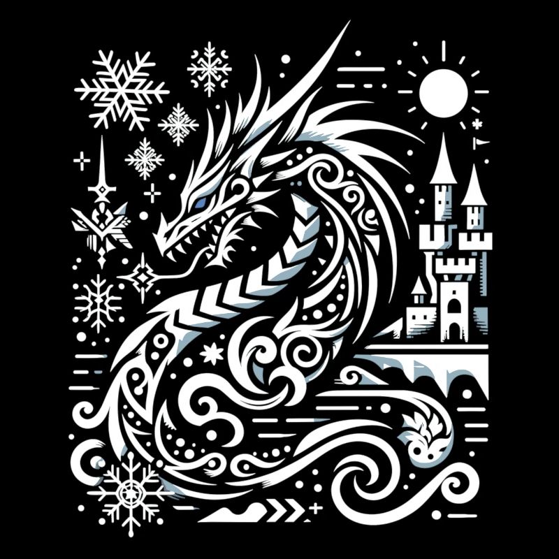 Ice dragon in the snow glow