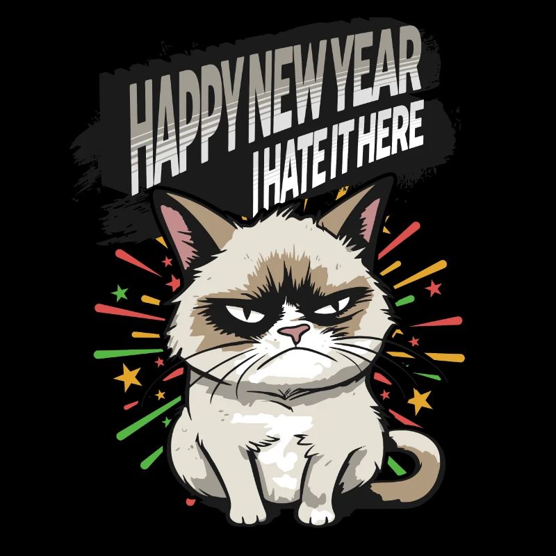 I hate it here - Angry Cat Happy New Year Pajamas