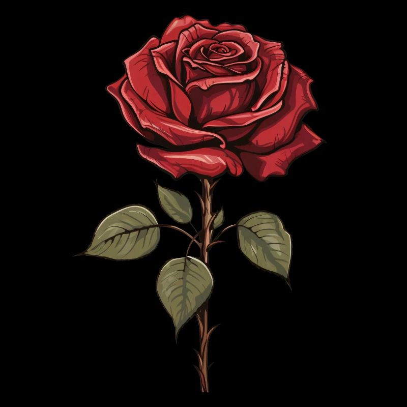 Rose rouge esthétique Vintage graphique fleur cadeau