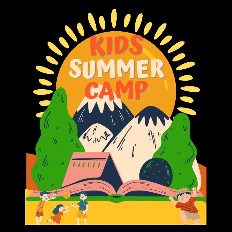 Aventure de camp d’été pour enfants mignons vacances d’été 2024