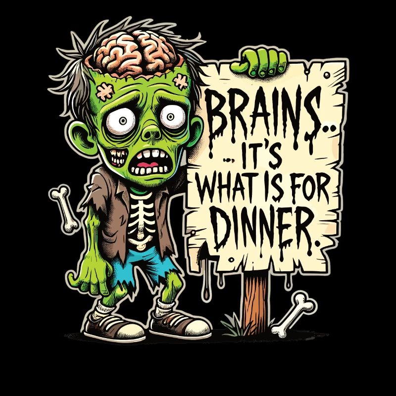 T-shirt drôle d’Halloween avec motif de dîner de zombie