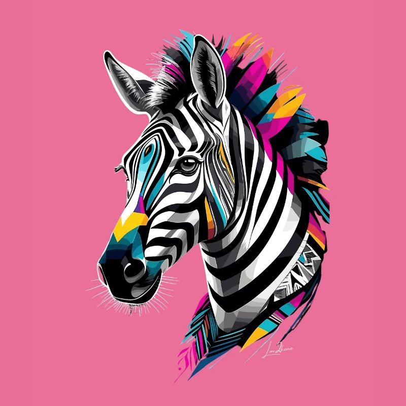 Multicolor Tribal Geometric Zebra
