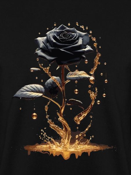 Schwarze Rose im Goldglanz