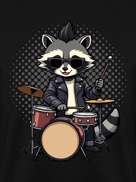 Drummer, Drums, Drummer, Music,Raccoon