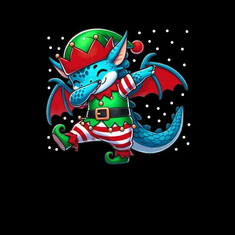 Elfe Dragon de Noël Amoureux du Dragon Drôle