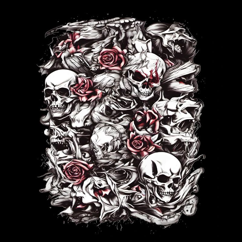 Totenköpfe und Rosen Dark Gothic Kunst