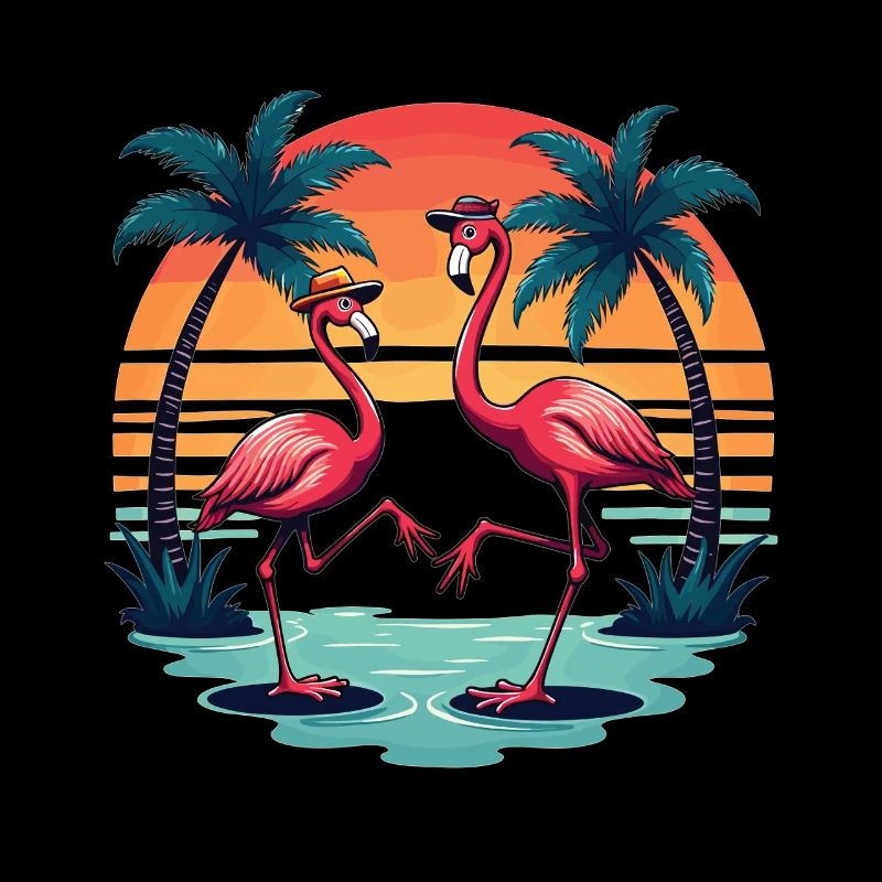 Flamingo Dance – Vintage Tropical Sunset