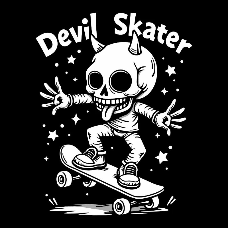 Devil Skater – Squelette cool sur skateboard