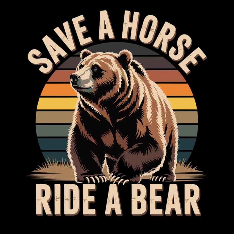 Retro Bärenshirt mit witzigem Cowboy-Spruch
