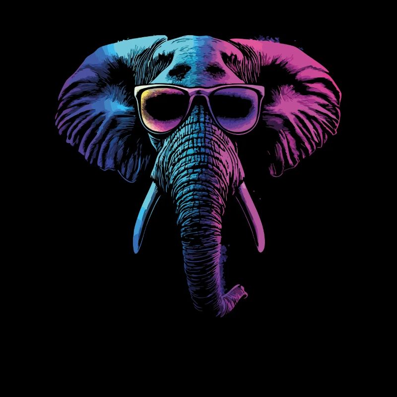 Elefant mit Sonnenbrille in Regenbogenfarbe