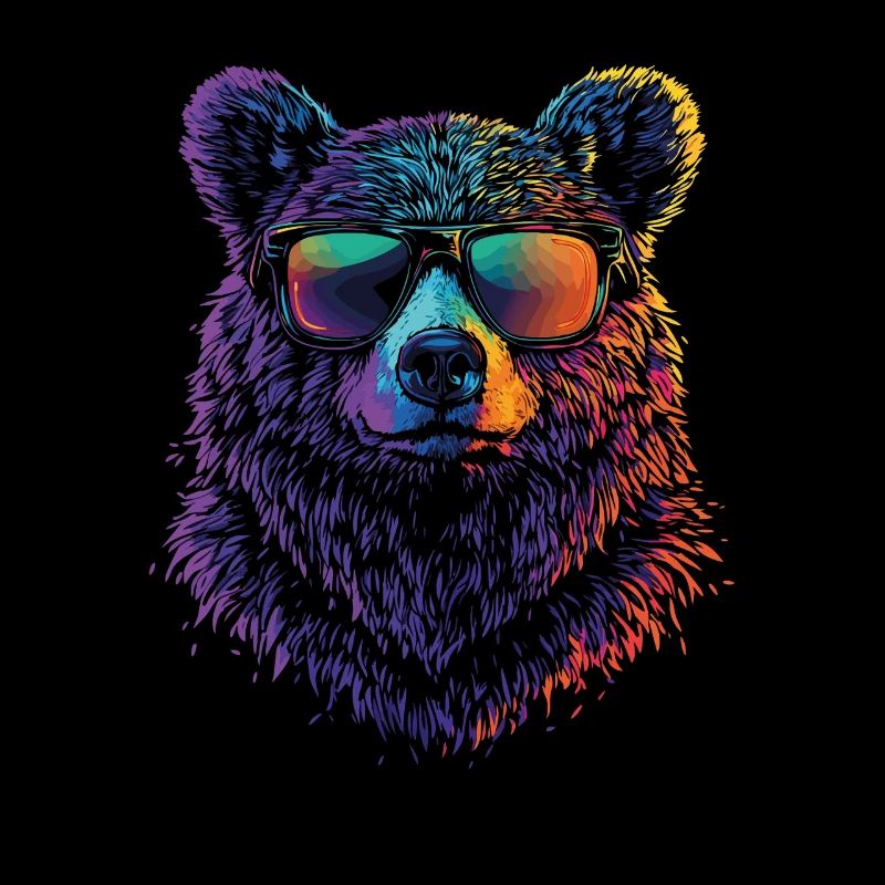 Cool bear with sunglasses in rainbow color
