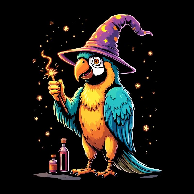 Perroquet sorcier Squaaawk Abracadabra ! Oiseau d’Halloween