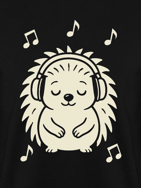 Friedlicher Igel beim Musikhören