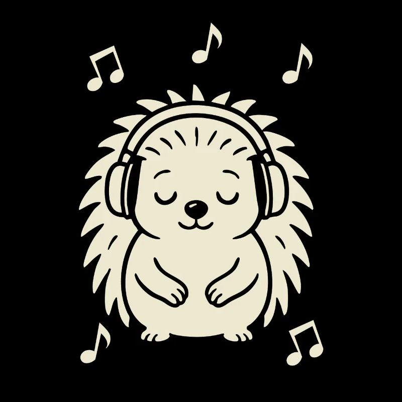 Friedlicher Igel beim Musikhören