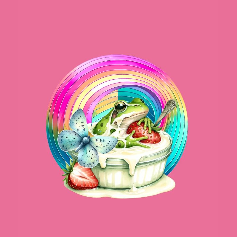 Regenbogen Frosch Eis Erdbeere Eiskrem Kind
