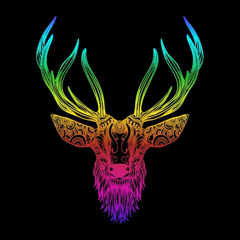 Colorful deer rainbow color twelve-