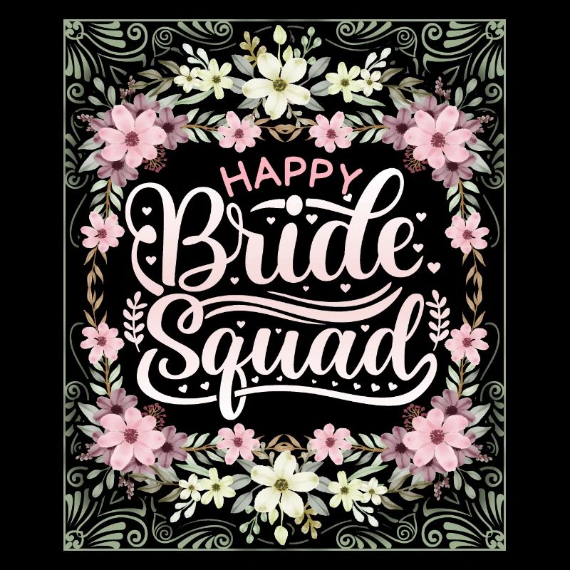 Happy-Bride-Squad, Team Bride, Saying, Calligraphy