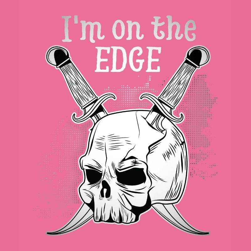 Funny skull, skull with dagger, saying