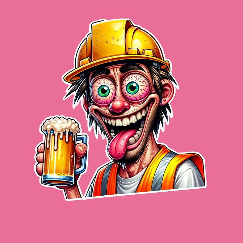 Construction Worker Beer Drunk Funny