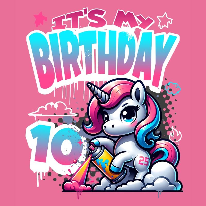 10. Geburtstag Einhorn Graffiti Mädchen