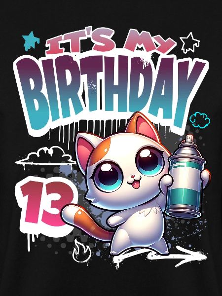 13th Birthday Cat Graffiti