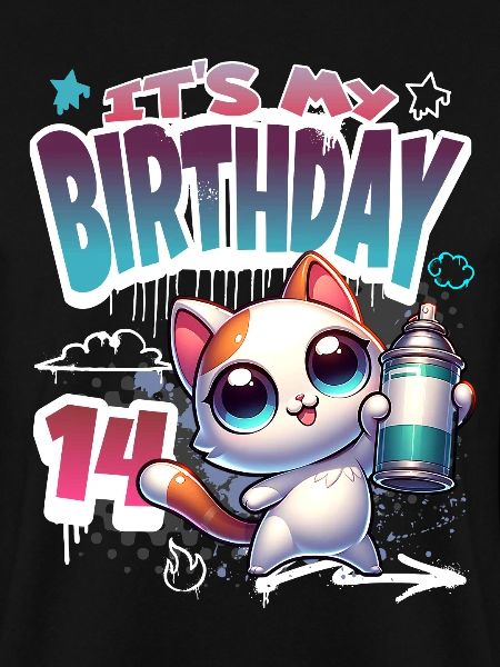 14th Birthday Cat Graffiti
