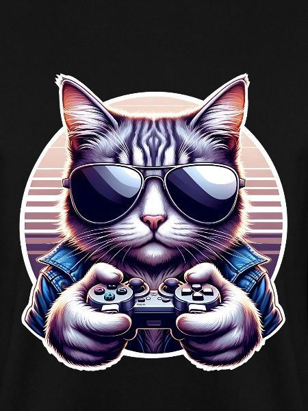 Katze Gamer Gaming Nerd