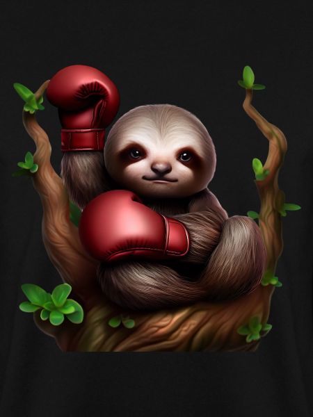 Boxing sloth on tree