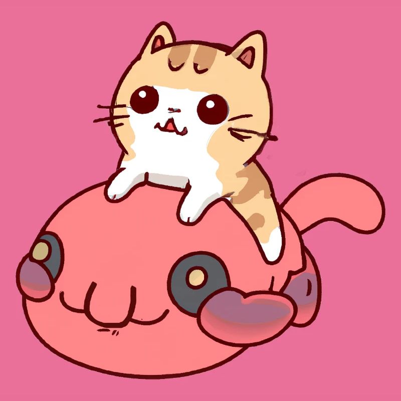 Katze reitet einen Blobfisch