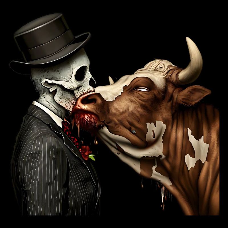 Messieurs zombie embrasse vache