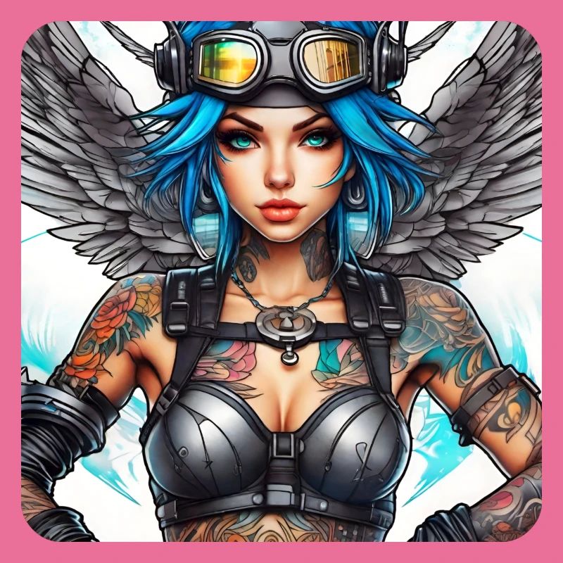 Cooler Cyberpunk Engel mit Kopfhörer
